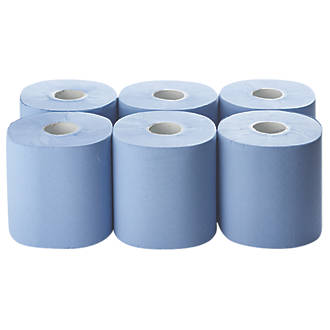 Blue Paper Rolls - 2 Ply Embossed Centre Feed 1x6